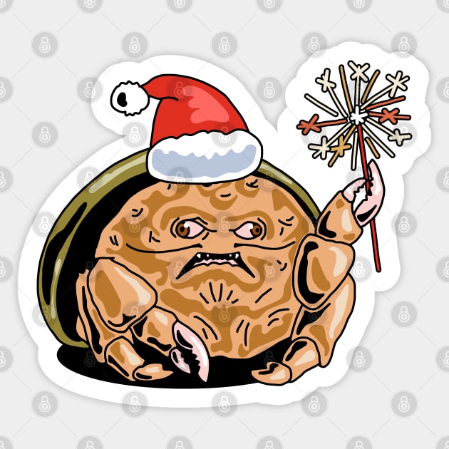 Christmas Sponge Crab Sticker by okpinsArtDesign